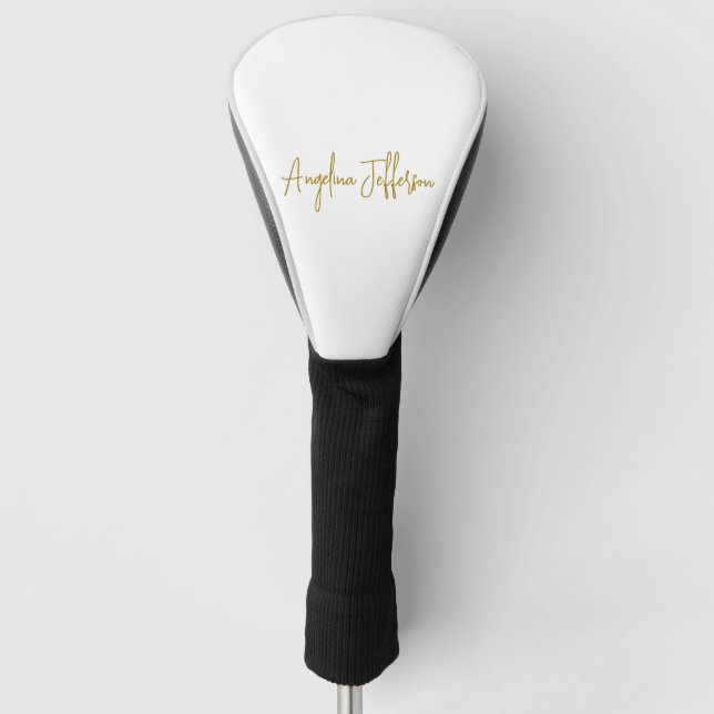 Calligraphy Professional Elegant Gold Colour Golf Head Cover (Front)