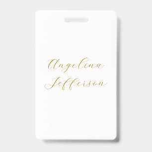 Calligraphy Professional Elegant Gold Colour ID Badge