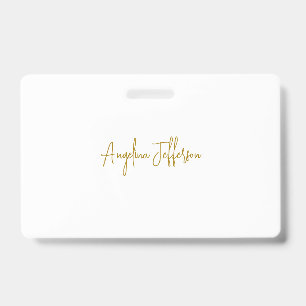 Calligraphy Professional Elegant Gold Colour ID Badge