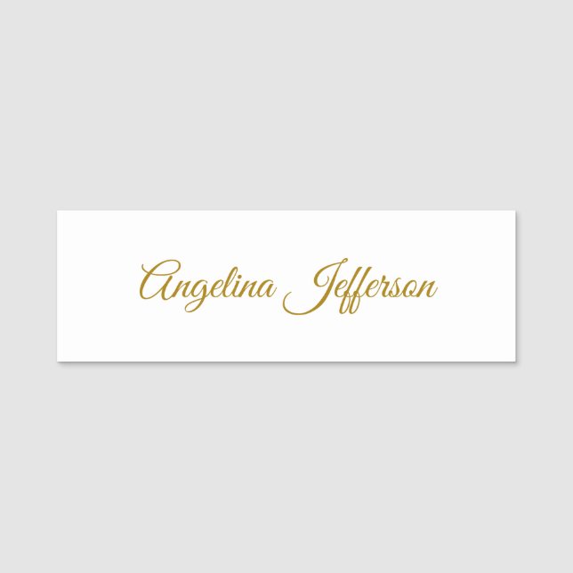 Calligraphy Professional Elegant Gold Colour Name Tag (Front)