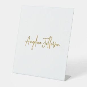Calligraphy Professional Elegant Gold Colour Pedestal Sign
