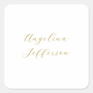 Calligraphy Professional Elegant Gold Colour Square Sticker