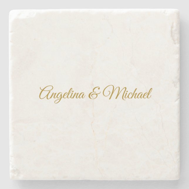 Calligraphy Professional Elegant Gold Colour Stone Coaster (Front)