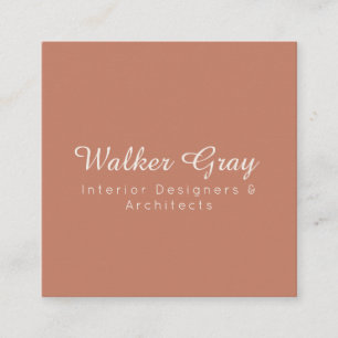 Calligraphy Professional Terracotta & Soft Beige Square Business Card