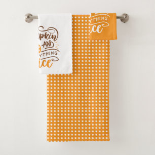 Calligraphy Pumpkin Spice and Everything Nice Bath Towel Set