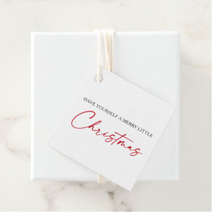 Calligraphy Red Ink Pen Minimalist Christmas Favour Tags