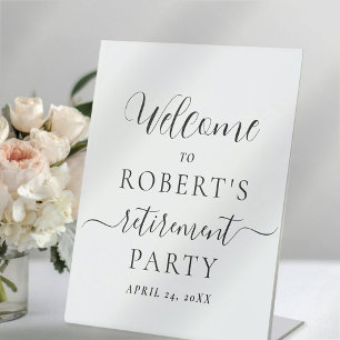 Calligraphy Retirement Party Welcome Pedestal Sign