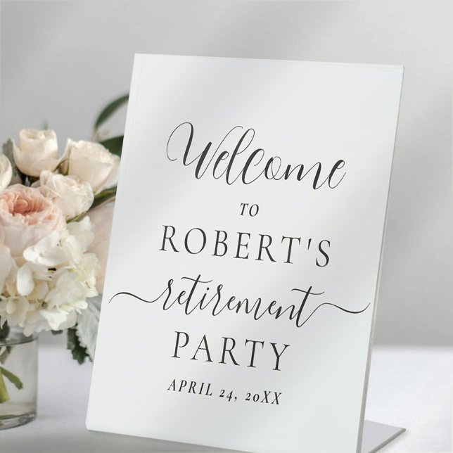 Calligraphy Retirement Party Welcome Pedestal  Sign (Creator Uploaded)