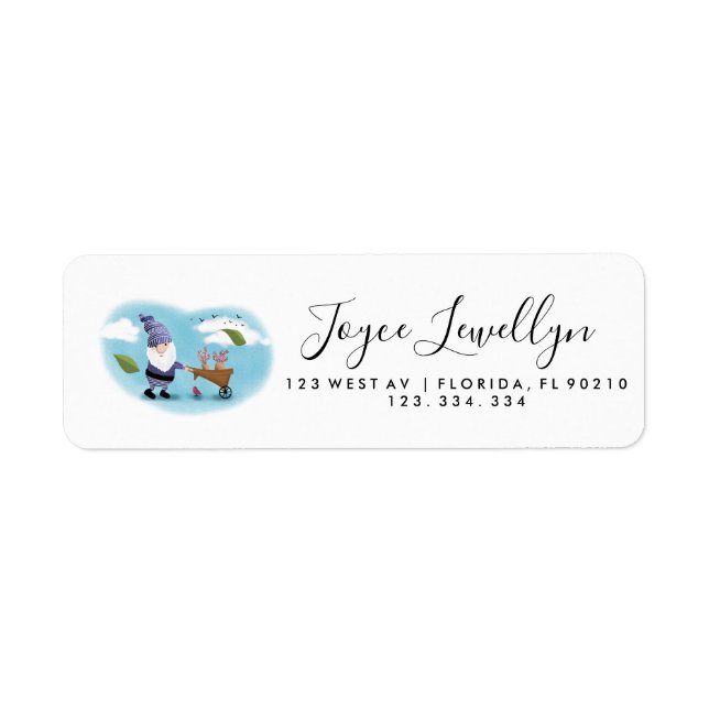 calligraphy return address label Christmas Gnome (Front)