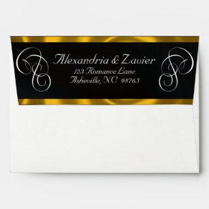Calligraphy & Ribbon Envelope - White/Gold