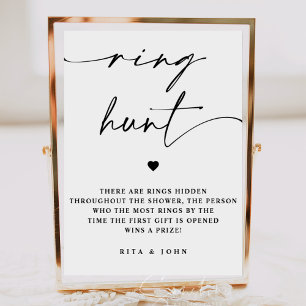 Calligraphy Ring Hunt Bridal Shower Game Sign