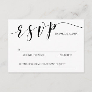 Calligraphy RSVP card template black and white