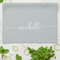 Calligraphy Sage Green Monogram Name Script
