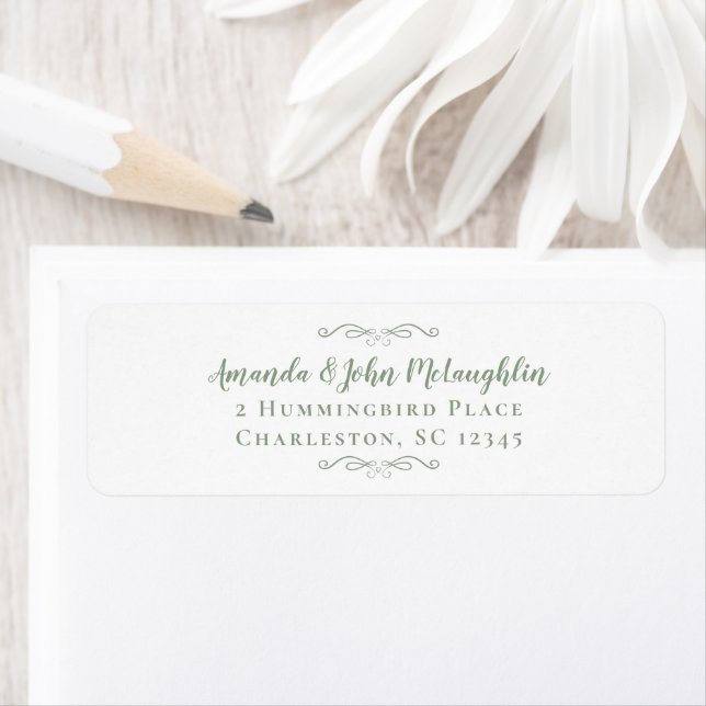 Calligraphy Sage Green Weddings Return Address (Insitu)
