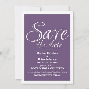 Calligraphy Save the Date Invite, Purple Invitation