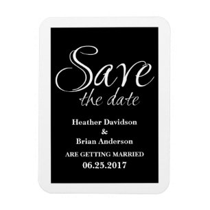 Calligraphy Save the Date Magnet, Black Magnet
