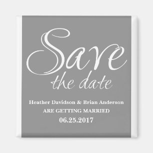 Calligraphy Save the Date Magnet, Grey Magnet
