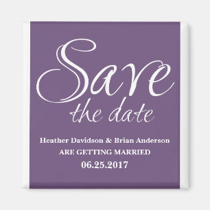Calligraphy Save the Date Magnet, Purple Magnet