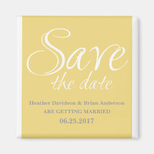 Calligraphy Save the Date Magnet, Yellow Magnet