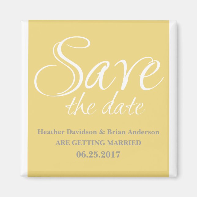 Calligraphy Save the Date Magnet, Yellow Magnet (Front)