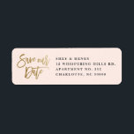 Calligraphy save the date return address label<br><div class="desc">A modern save the date return address label featuring brushed gold save our date art.</div>