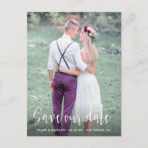 Calligraphy Save the Date Wedding Photo Postcard