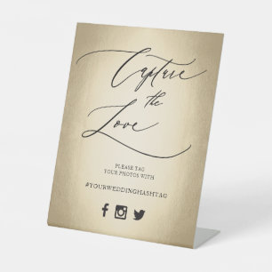 Calligraphy Script Capture The Love Wedding Pedest Pedestal Sign