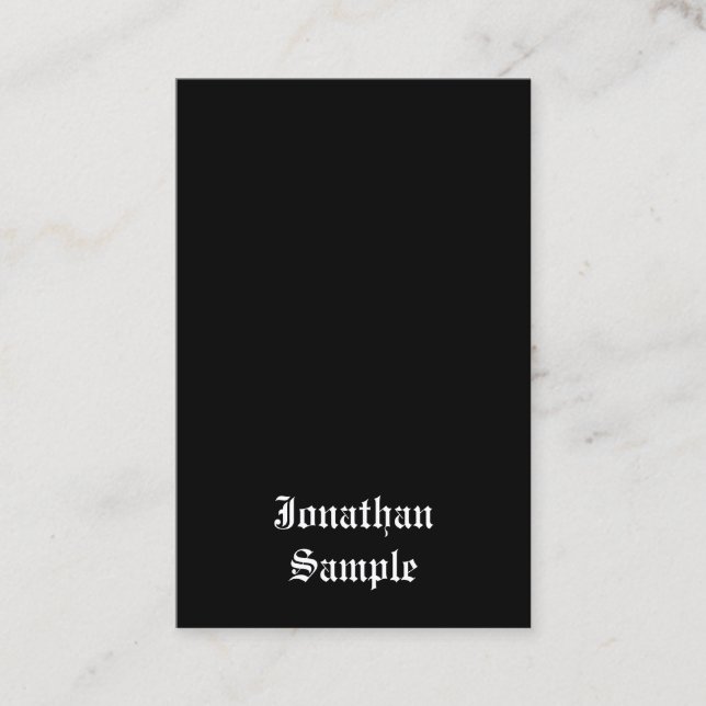 Calligraphy Script Classic Black White Retro Look Business Card (Front)