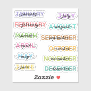 Calligraphy Script Colourful Months of the Year