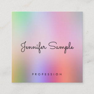Calligraphy Script Colourful Template Stylish Square Business Card
