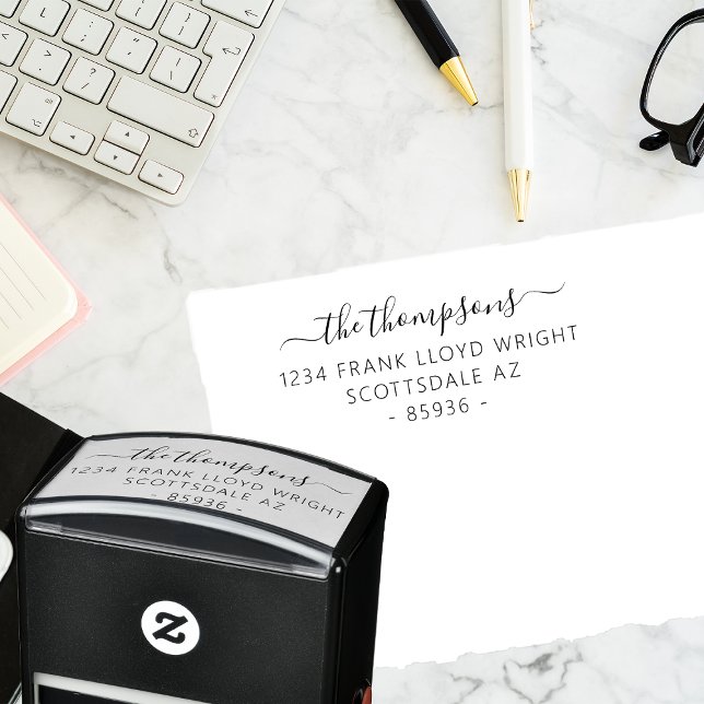 Calligraphy Script Custom Wedding Return Address Self-inking Stamp (Creator Uploaded)