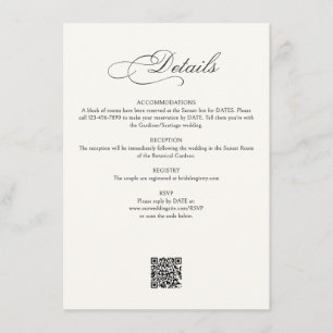 Calligraphy Script Details Wedding Enclosure Card