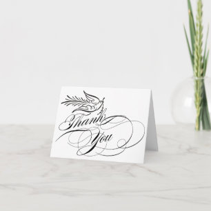 Calligraphy Script Dove Thank You Card