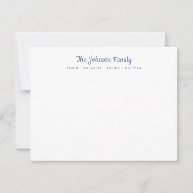 Calligraphy Script Family Name Stationery Card (Front)