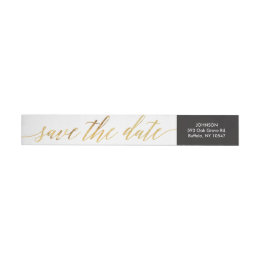 Calligraphy Script Faux Gold Foil Return Address Wrap Around Label