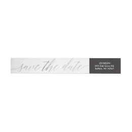 Calligraphy Script Faux Silver Foil Return Address Wrap Around Label