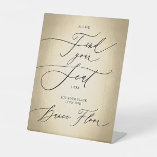 Calligraphy Script Find Your Seat Wedding Pedestal Sign