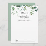 Calligraphy Script Foliage Wedding Well Wishes  Advice Card<br><div class="desc">This calligraphy script foliage wedding well wishes advice card is perfect for a modern wedding. The design features watercolor hand-drawn elegant botanical eucalyptus branches and leaves, arranged in beautiful bouquets and geometric patterns. These cards are perfect for a wedding, bridal shower, baby shower, graduation party & more. Personalise the cards...</div>