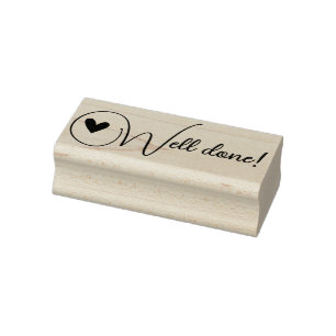 Calligraphy Script Font Heart Symbol Well done! Rubber Stamp