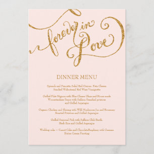 Calligraphy Script Forever in Love Gold Glitter Menu