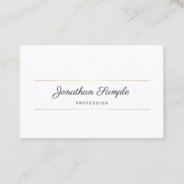 Calligraphy Script Gold Chic Design Luxe Template Business Card (Front)