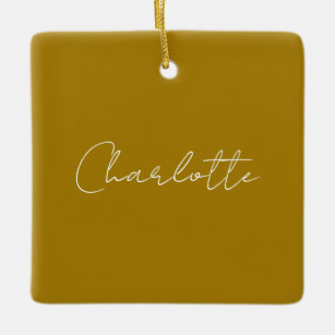 Calligraphy Script Gold Colour Custom Name Edit Ceramic Ornament