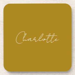 Calligraphy Script Gold Colour Custom Name Edit Coaster
