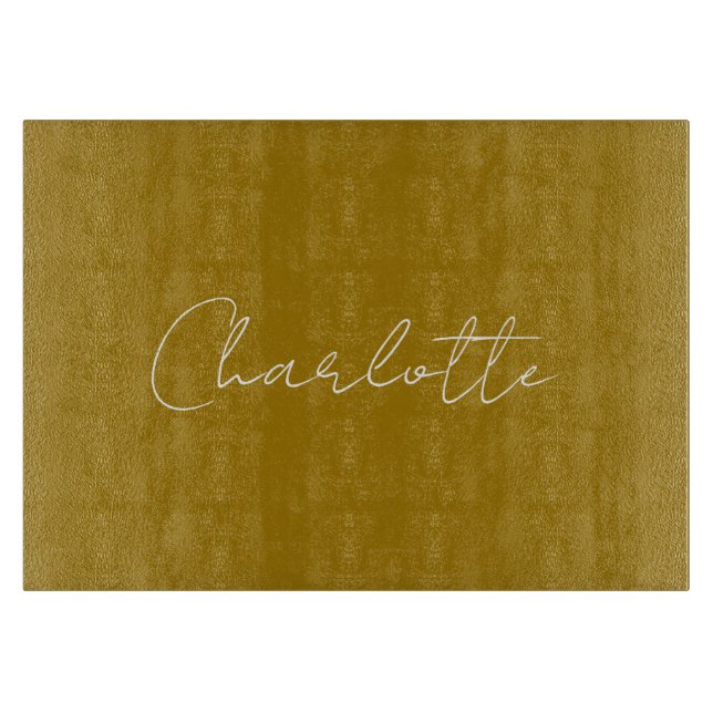 Calligraphy Script Gold Colour Custom Name Edit Cutting Board (Front)