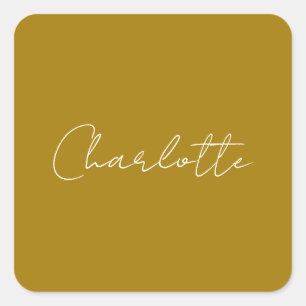 Calligraphy Script Gold Colour Custom Name Edit Square Sticker