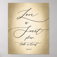 Calligraphy Script Gold Love Is Sweet Wedding Sign