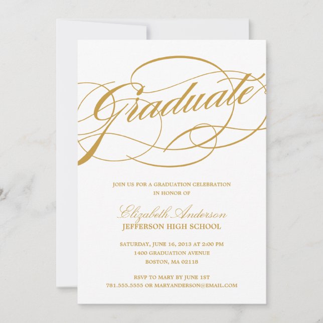 Calligraphy Script Graduation Invitation (Front)