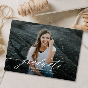 Calligraphy Script Graduation Photo Invitation
