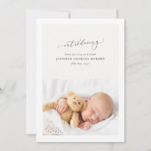 Calligraphy Script Introducing Neutral Baby Modern Announcement