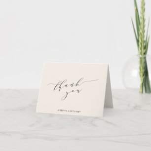 Calligraphy Script Ivory Black Elegant Deco Custom Thank You Card